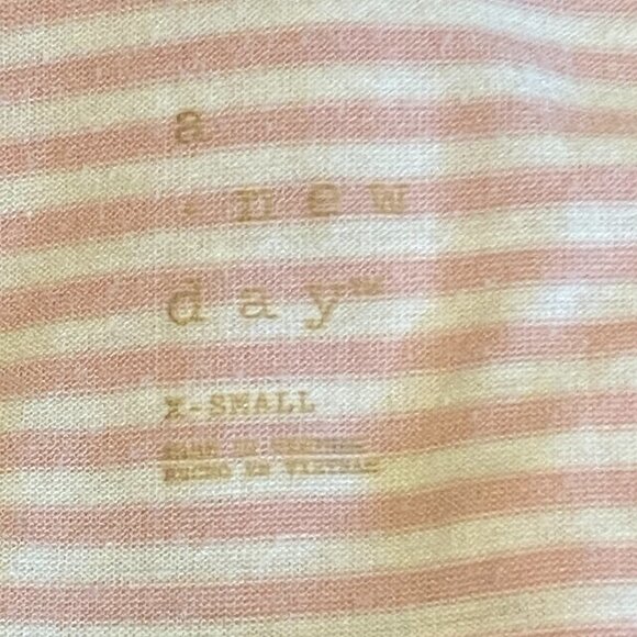 A New Day Striped Short Sleeve Tee Top Pink & White #229B - Picture 5 of 5